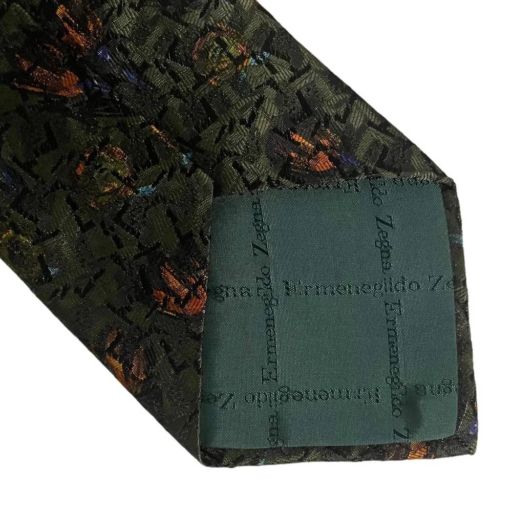 Ermenegildo‎ Zegna Metallic Abstract Floral Silk Neck Tie